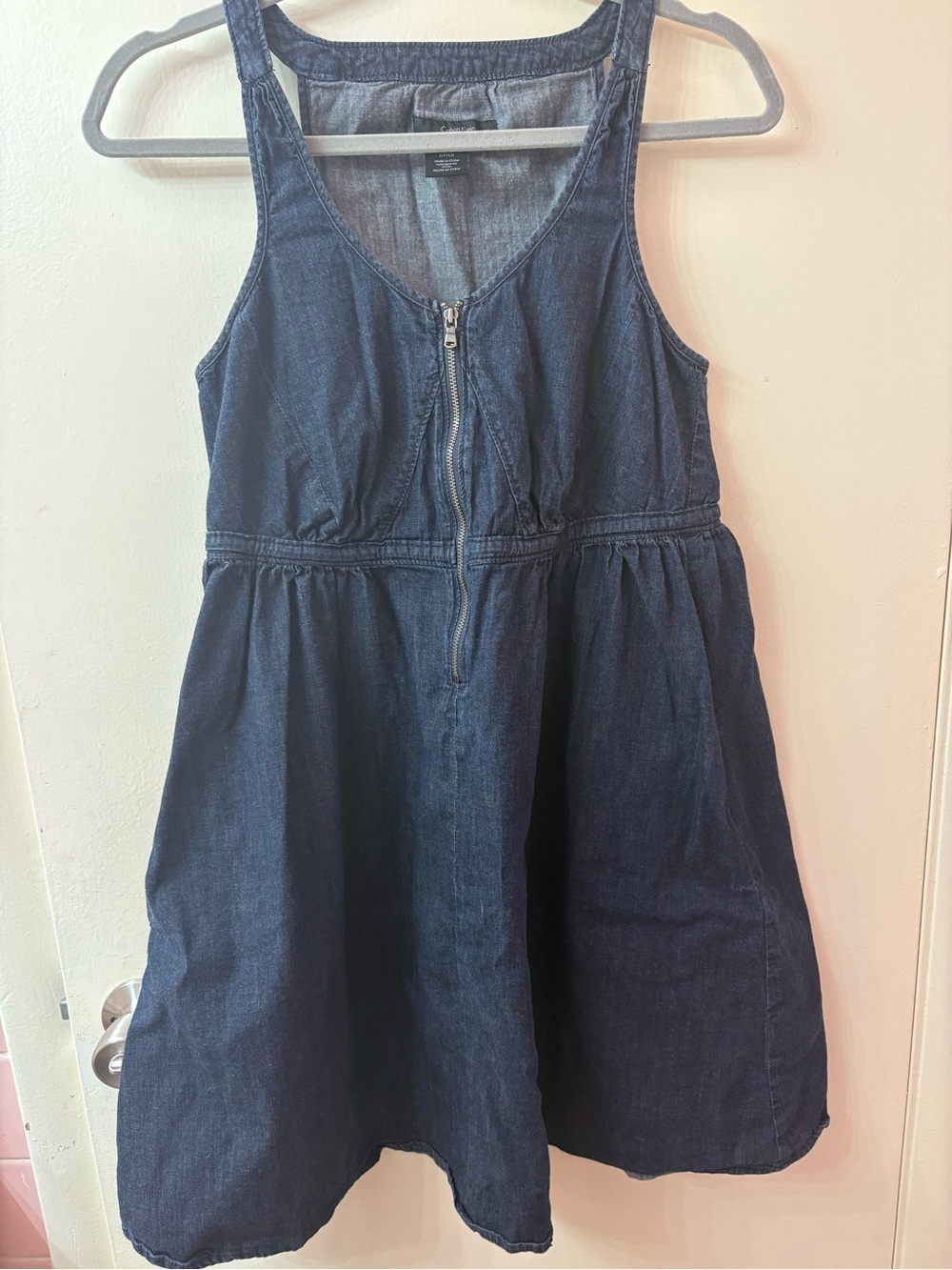 Calvin Klein Dark Blue Denim Zip-Front Dress